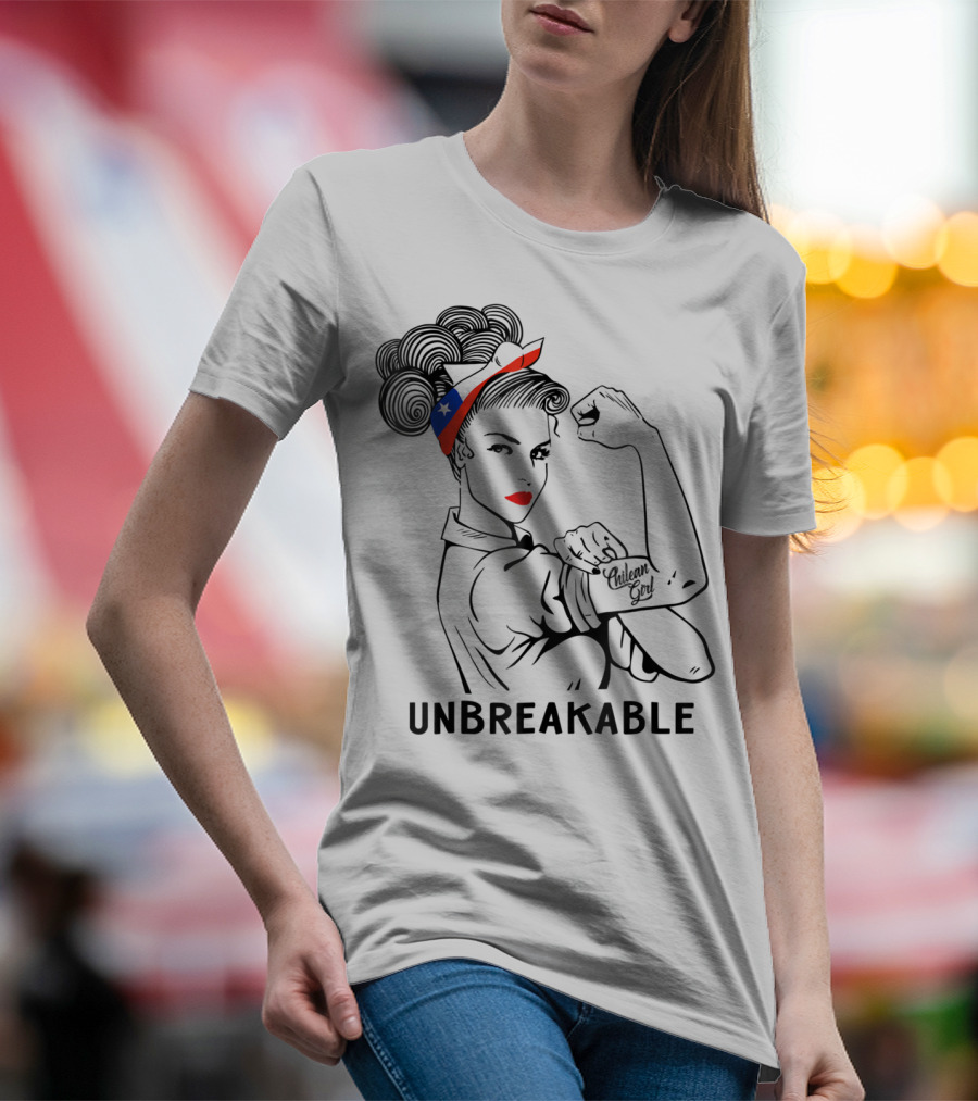 Chilean Girl Unbreakable Rosie Riveter Heritage With Chile Flag Bandana T-Shirt
