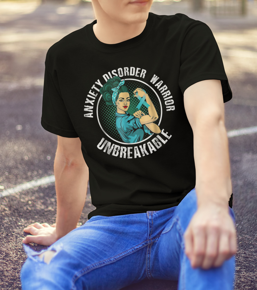 Anxiety Disorder Warrior Unbreakable Rosie The Riveter Awareness T-Shirt