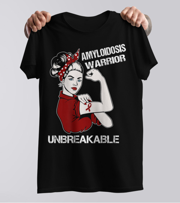 Amyloidosis Warrior Unbreakable Strong Woman Red T-Shirt