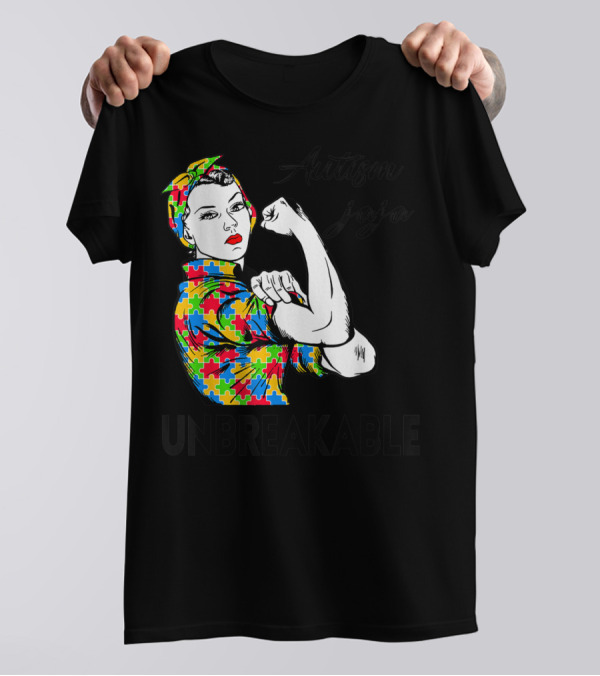Autism Jaja Unbreakable Puzzle Pattern Rosie Autism Awareness T-Shirt