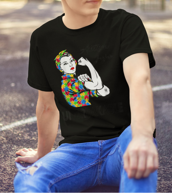 Autism Jaja Unbreakable Puzzle Pattern Rosie Autism Awareness T-Shirt