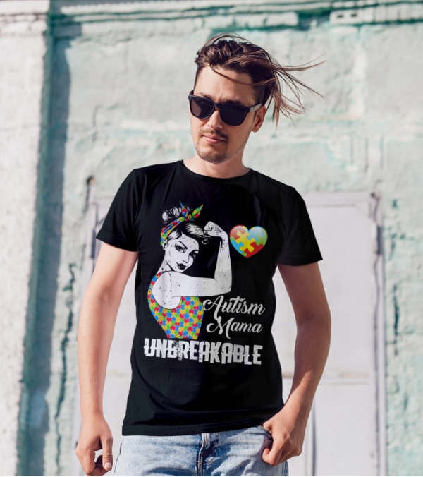 Autism Mama Unbreakable Love Puzzle Heart Awareness T-Shirt