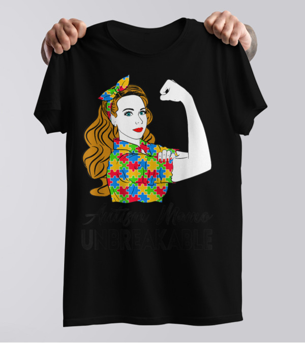 Autism Mamo Unbreakable Puzzle Piece Awareness T-Shirt