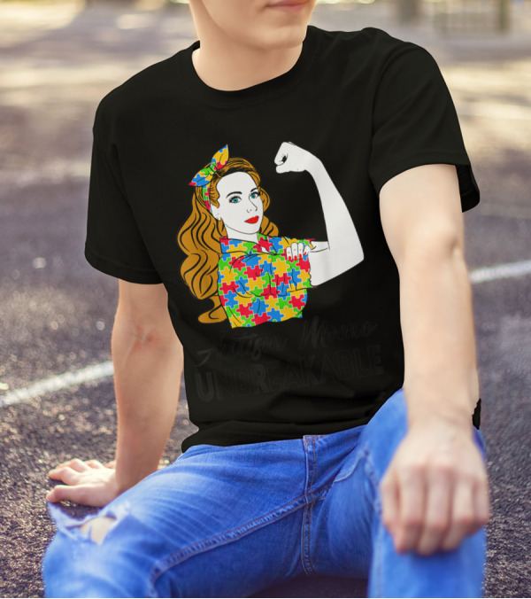 Autism Mamo Unbreakable Puzzle Piece Awareness T-Shirt