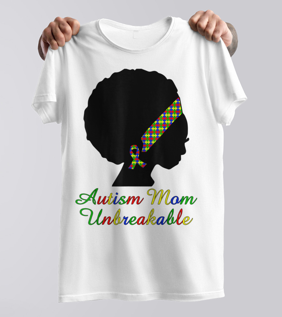 Autism Mom Unbreakable With Puzzle Ribbon Headband T-Shirt