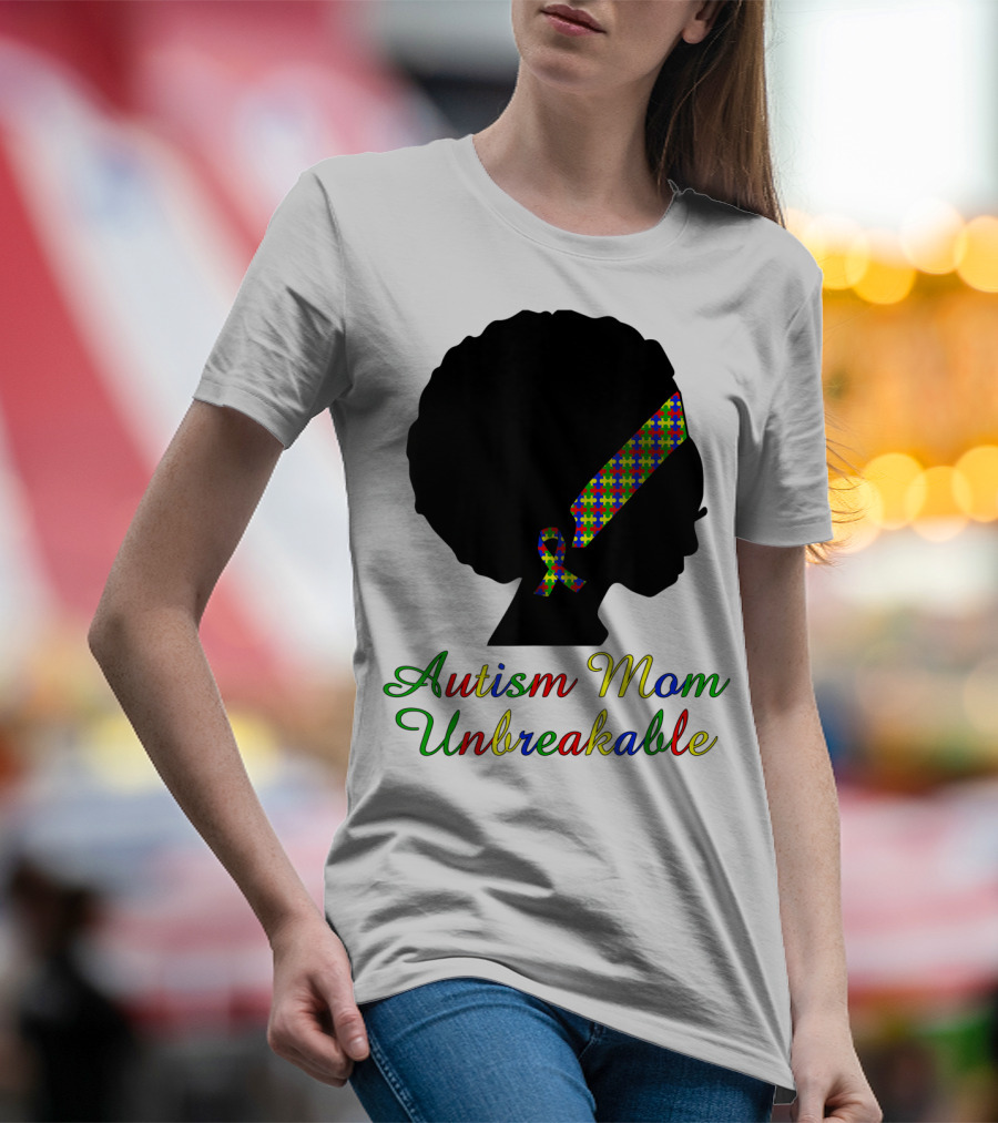 Autism Mom Unbreakable With Puzzle Ribbon Headband T-Shirt