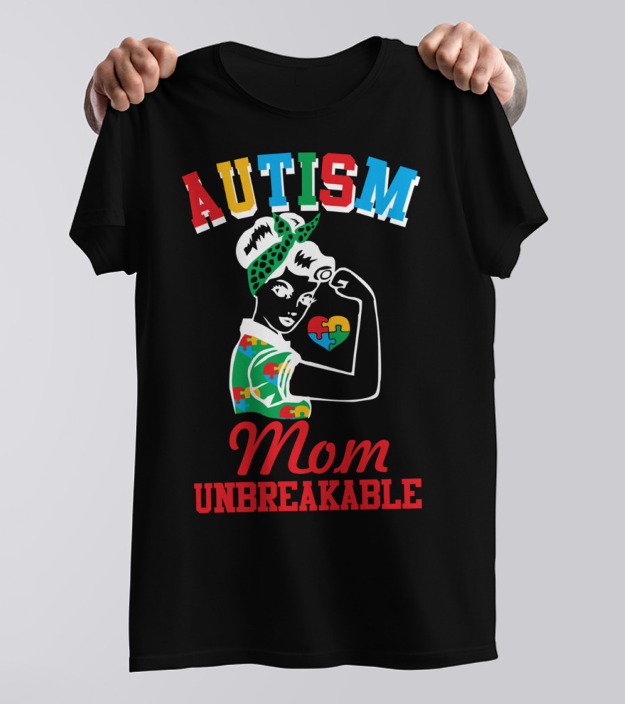 Autism Mom Unbreakable Puzzle Pieces Awareness T-Shirt