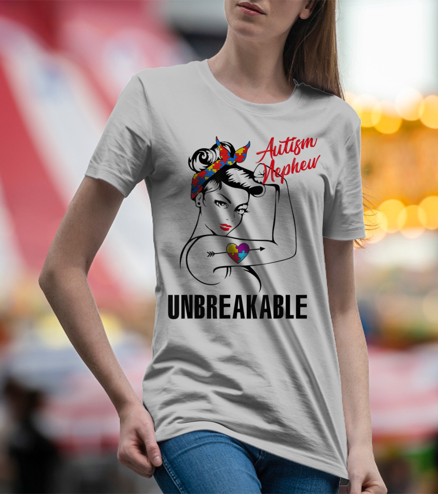 Autism Nephew Unbreakable Heart Puzzle Awareness T-Shirt
