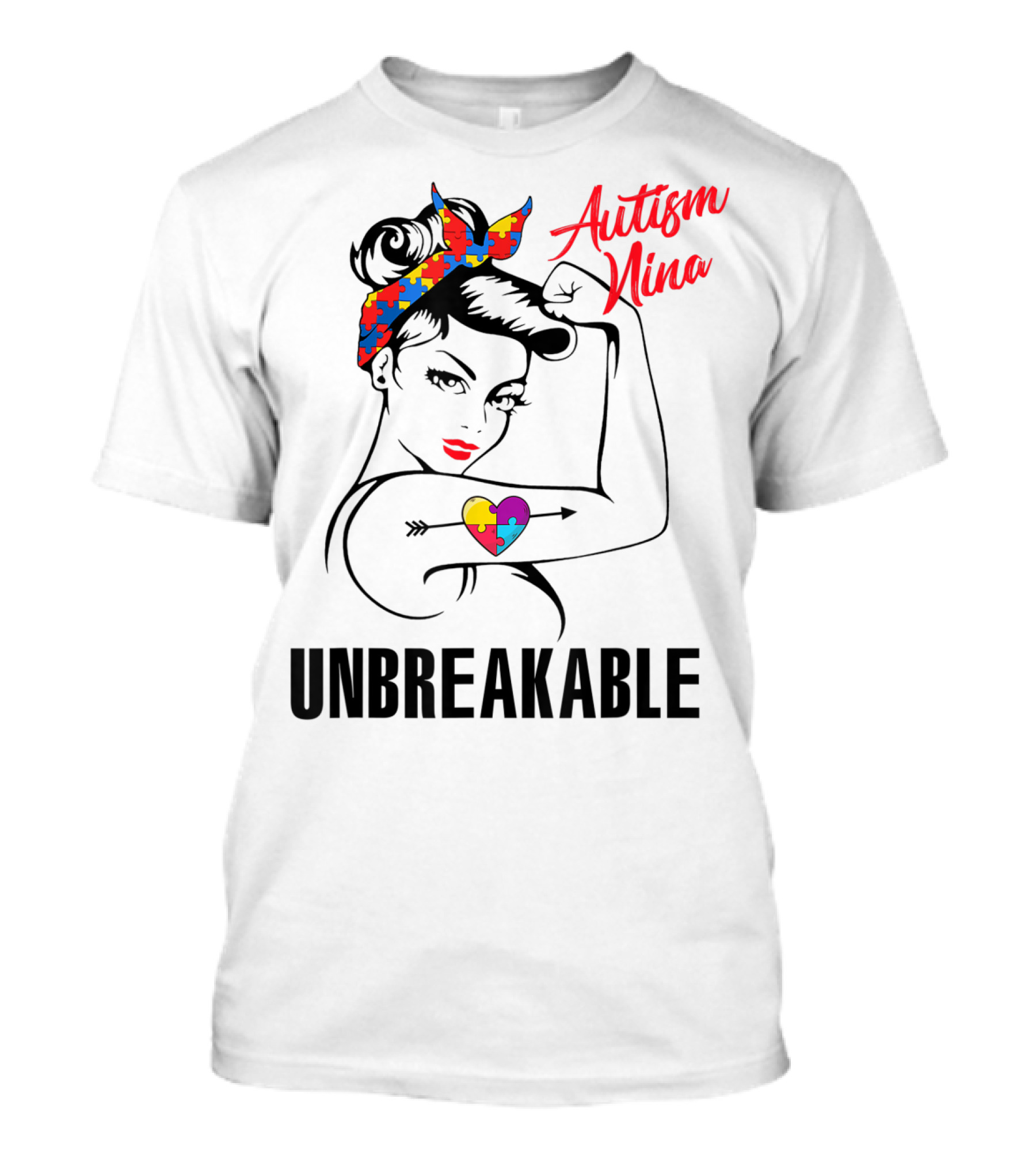 Autism Nina Unbreakable Puzzle Heart Awareness T-Shirt