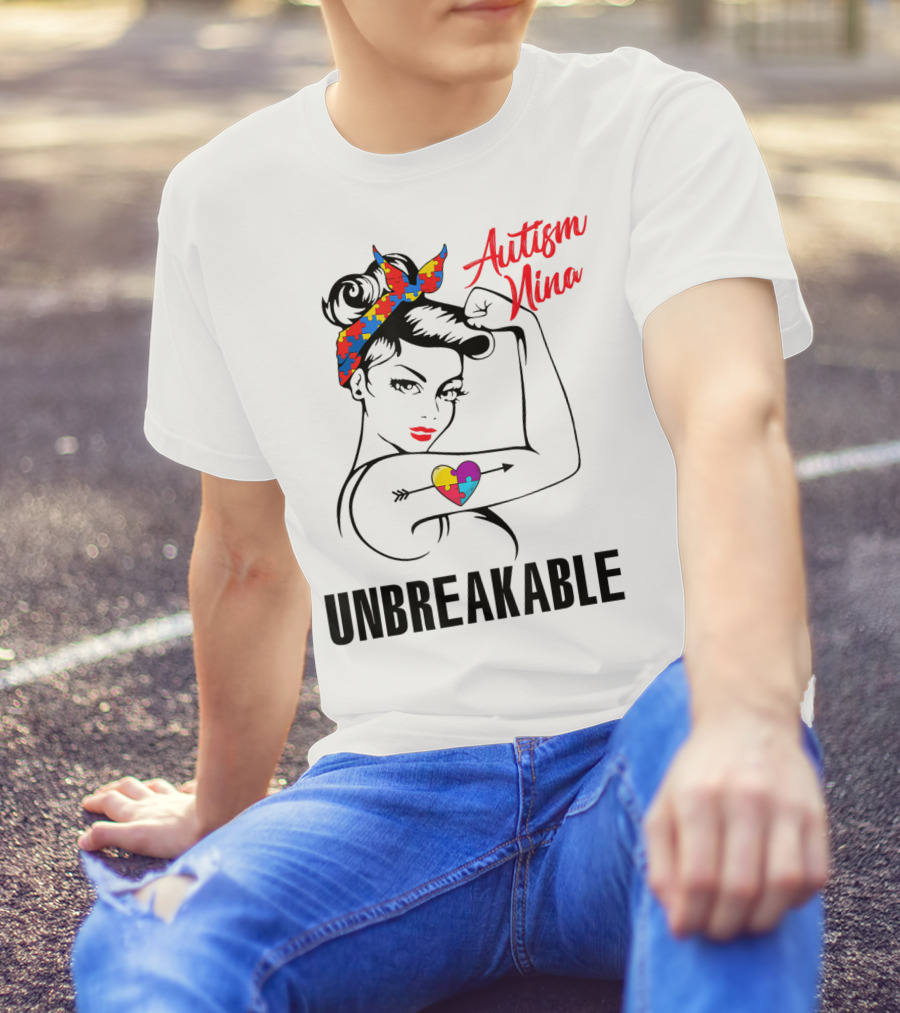Autism Nina Unbreakable Puzzle Heart Awareness T-Shirt