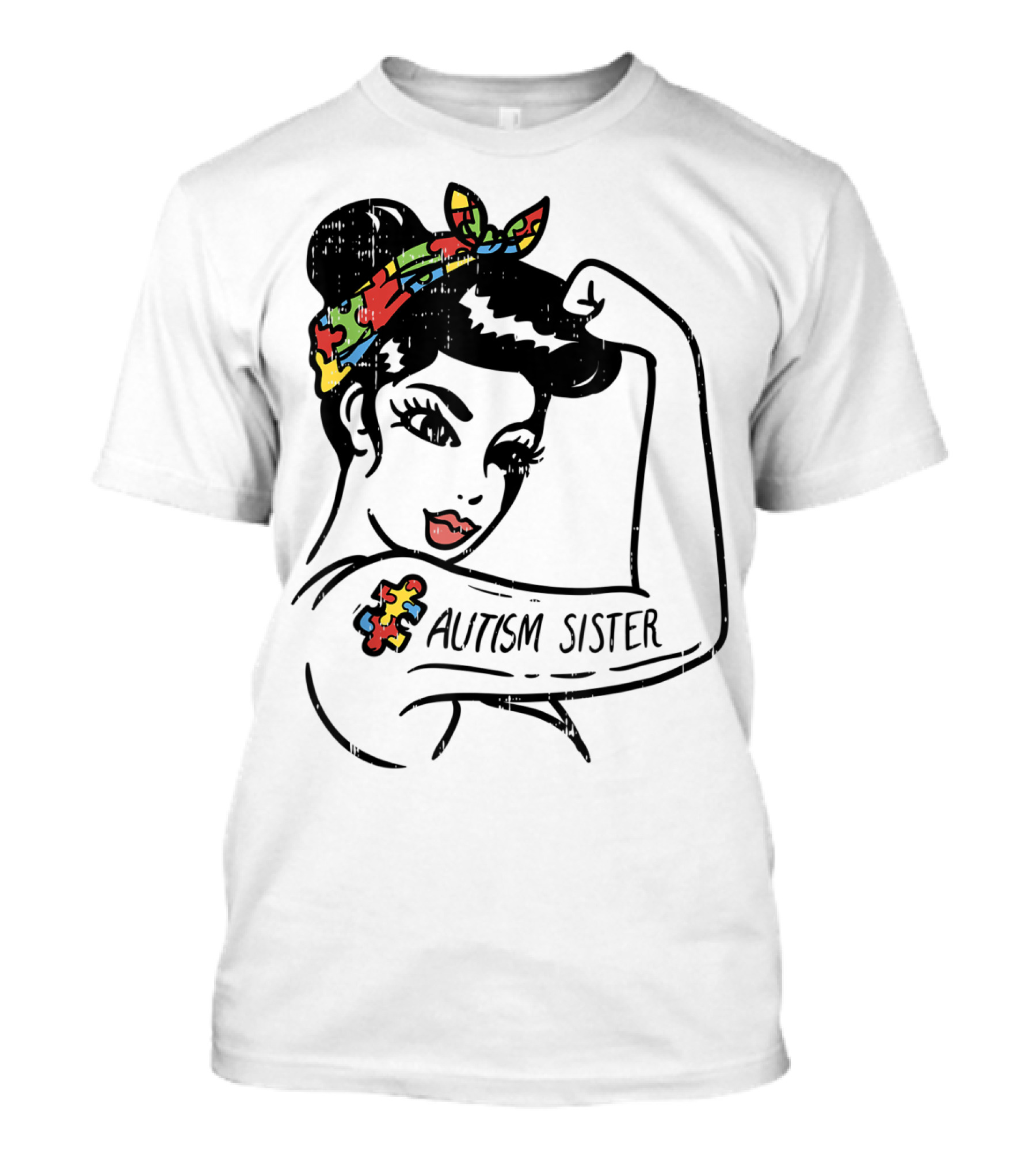 Autism Sister Unbreakable Awareness With Puzzle T-Shirt
