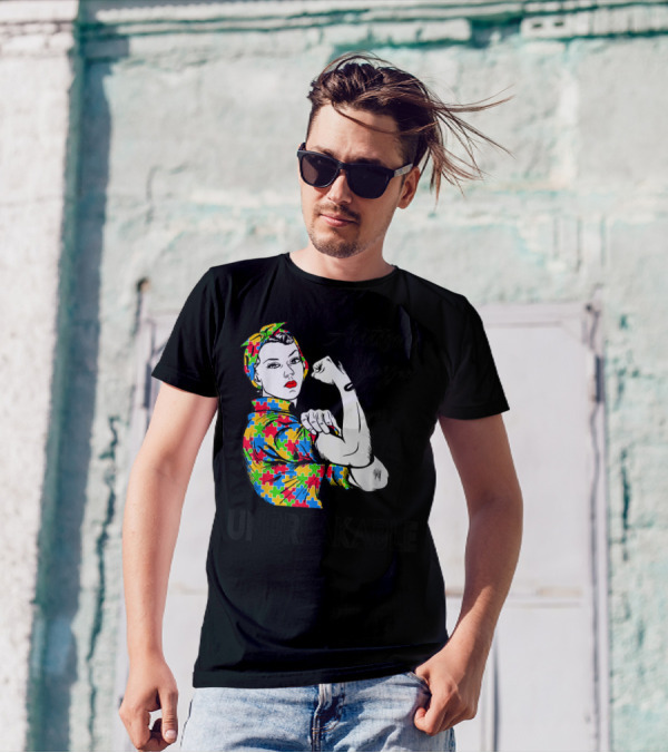 Autism Yaya Unbreakable Autism Awareness Puzzle Pattern Iconic Pose T-Shirt