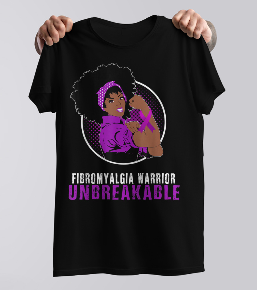 Fibromyalgia Warrior Unbreakable With Black Girl Power T-Shirt
