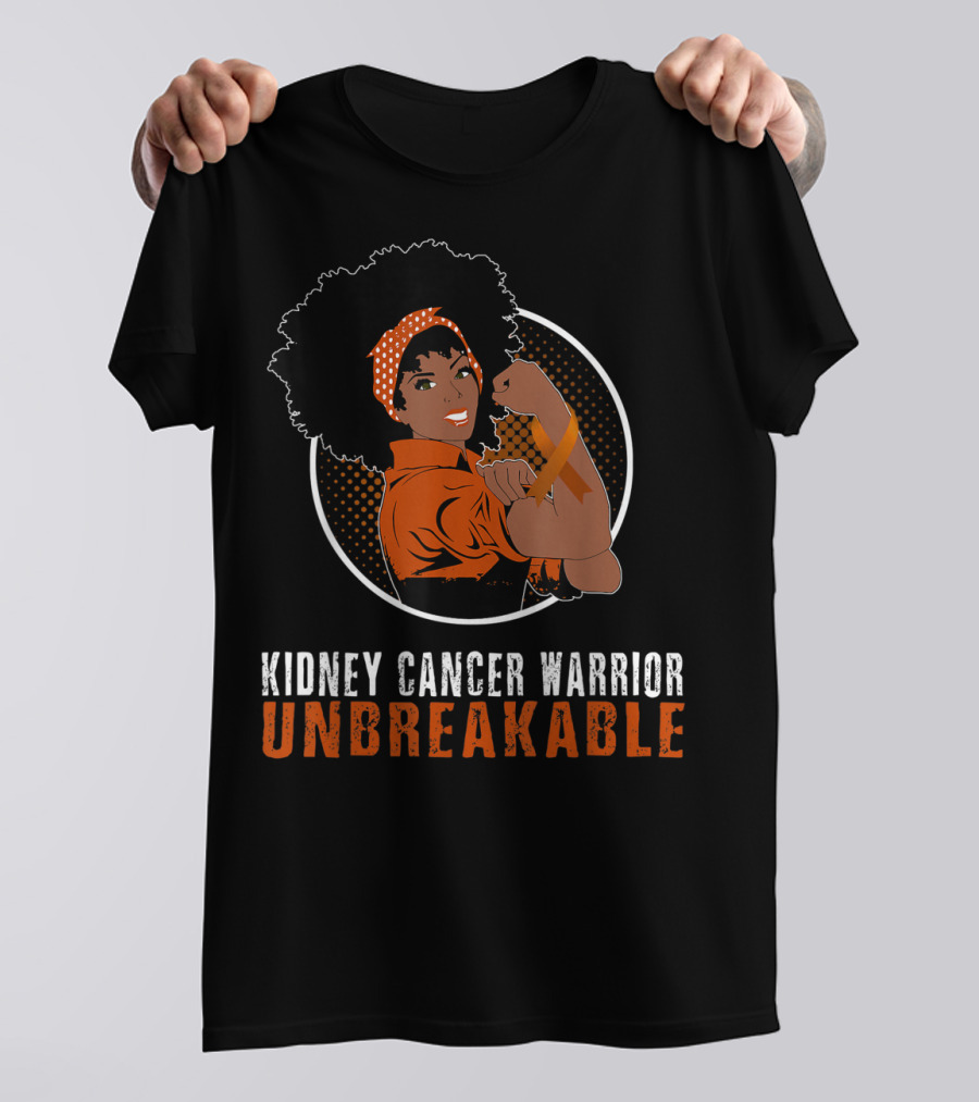 Kidney Cancer Warrior Unbreakable Black Girl Representation T-Shirt