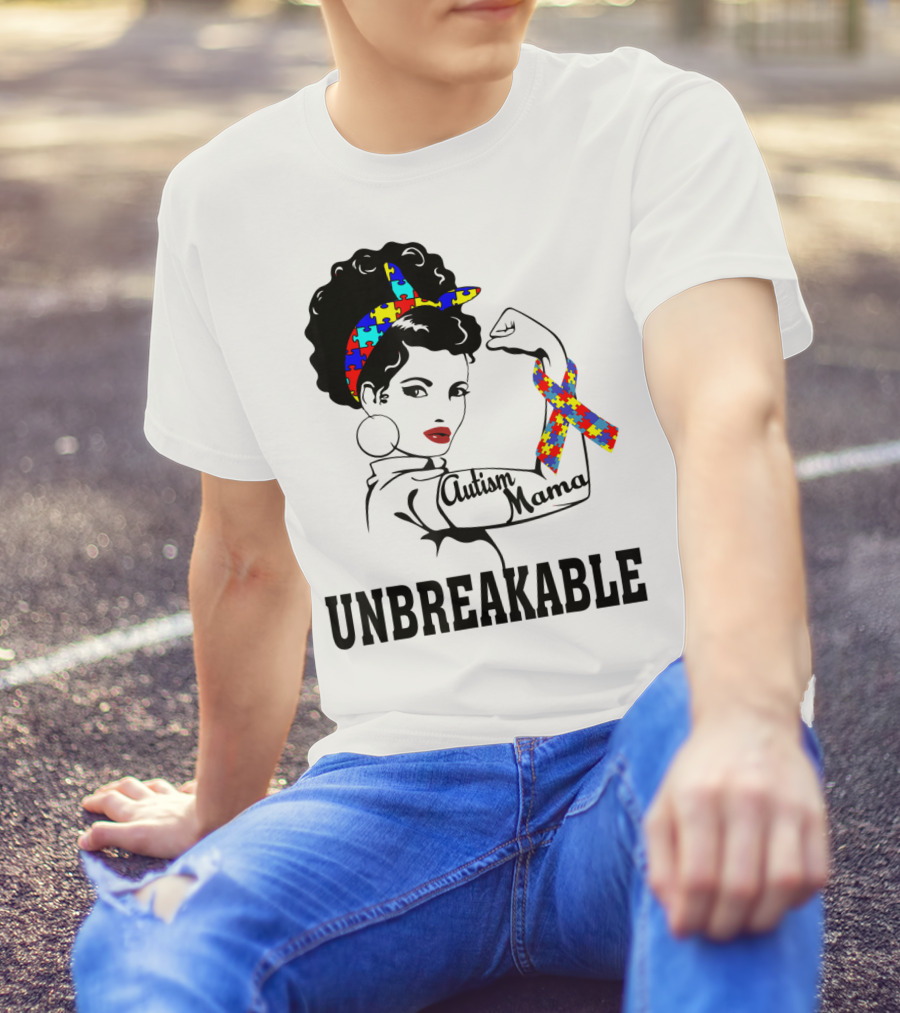 Autism Mama Unbreakable Puzzle Ribbon Sister Daughter T-Shirt