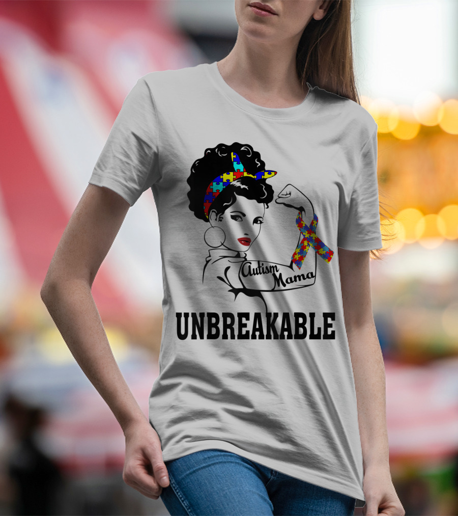 Autism Mama Unbreakable Puzzle Ribbon Sister Daughter T-Shirt