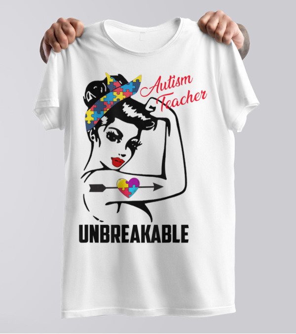 Autism Teacher Unbreakable Puzzle Heart Support Autism T-Shirt