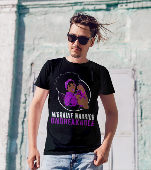 Black Girl Migraine Warrior Unbreakable Strength Empowerment T-Shirt