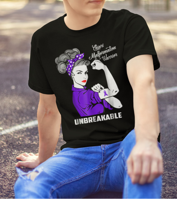 Chiari Malformation Warrior Unbreakable Rosie The Riveter T-Shirt