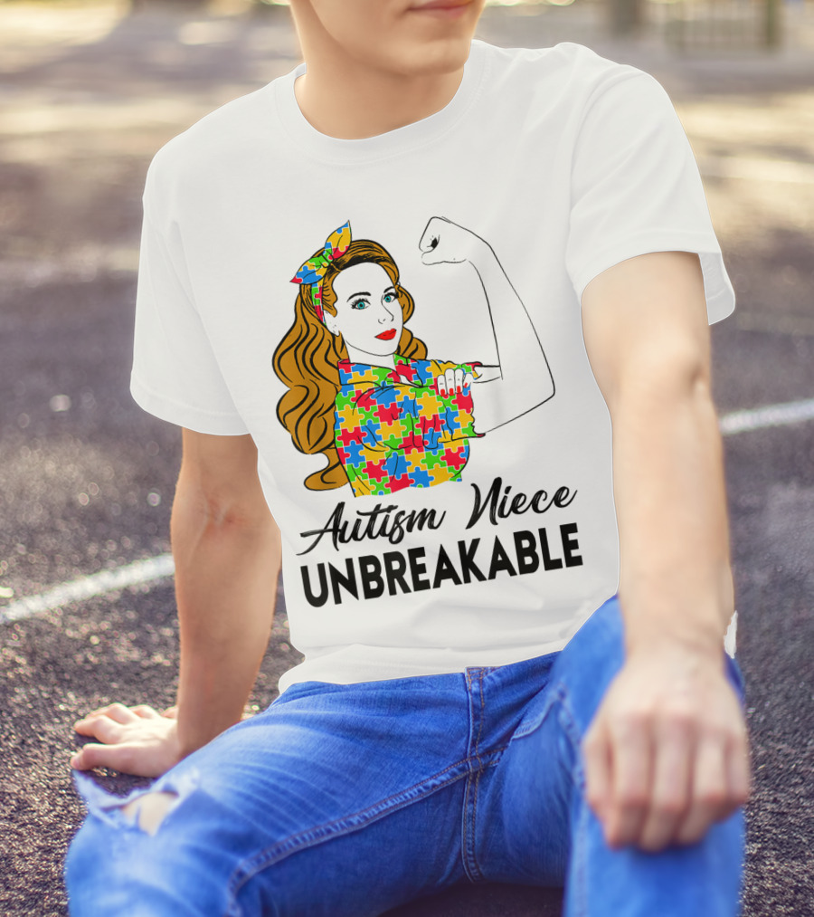 Autism Niece Unbreakable Puzzle Pattern Awareness 2W T-Shirt
