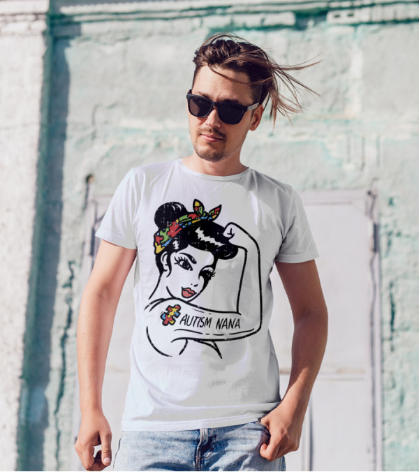 Autism Nana Puzzle Piece Bandana Empowerment T-Shirt