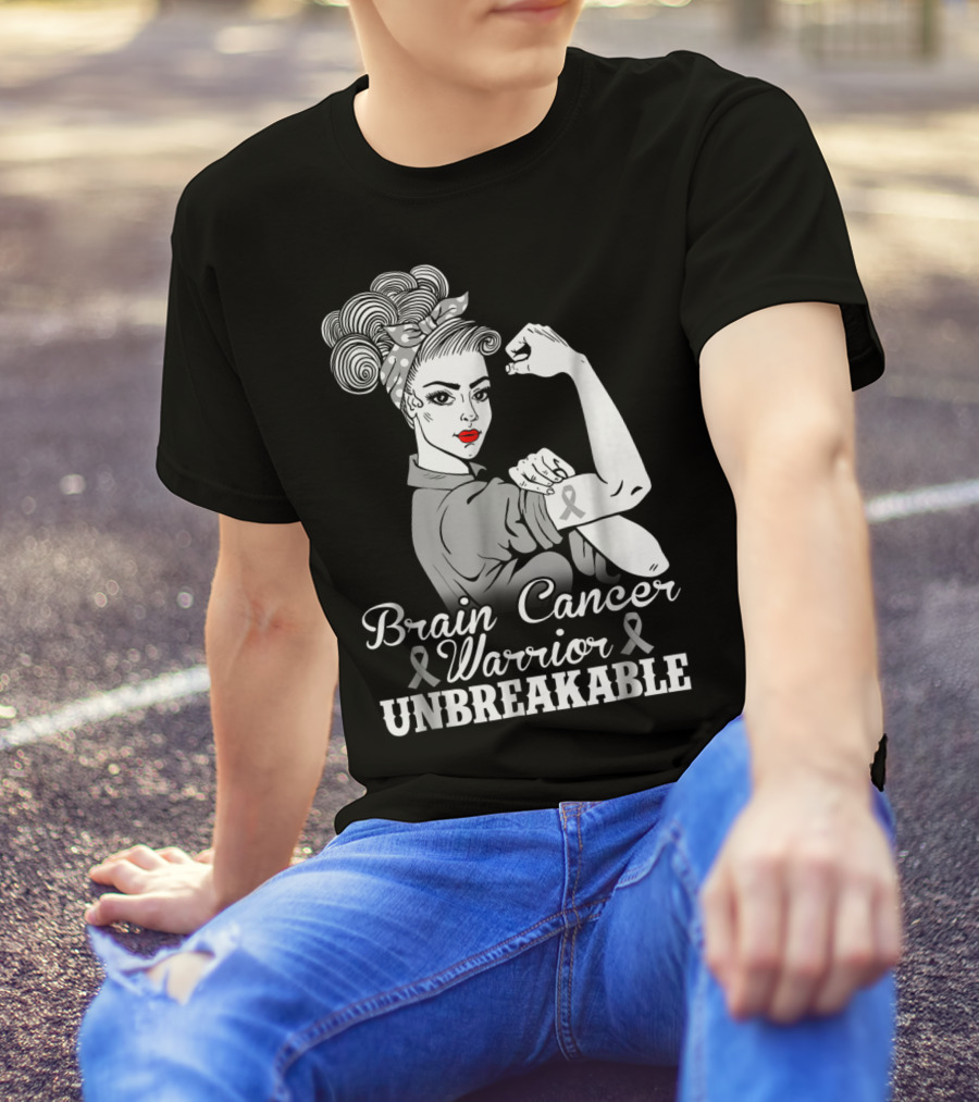 Brain Cancer Warrior Unbreakable Awareness T-Shirt