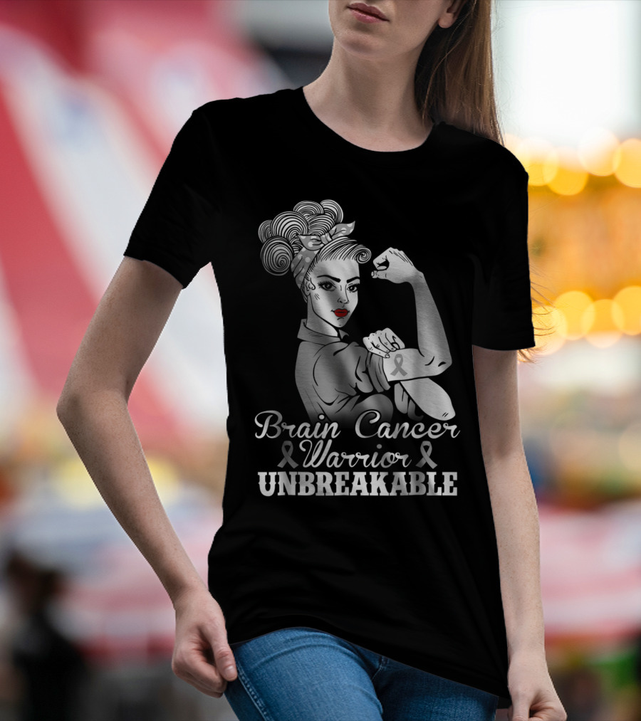 Brain Cancer Warrior Unbreakable Awareness T-Shirt