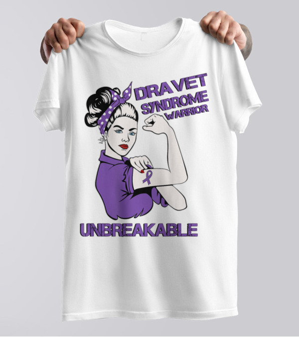Dravet Syndrome Warrior Unbreakable Rosie Riveter Style Purple T-Shirt
