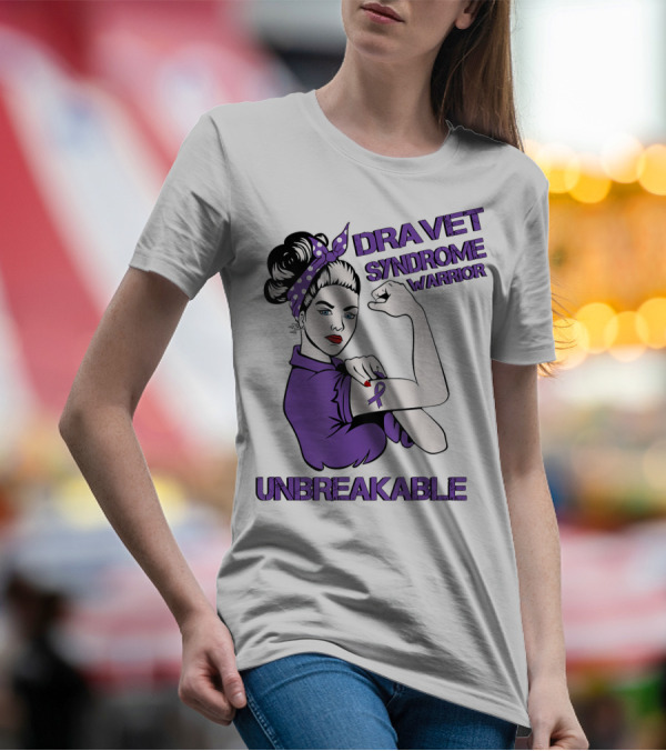 Dravet Syndrome Warrior Unbreakable Rosie Riveter Style Purple T-Shirt