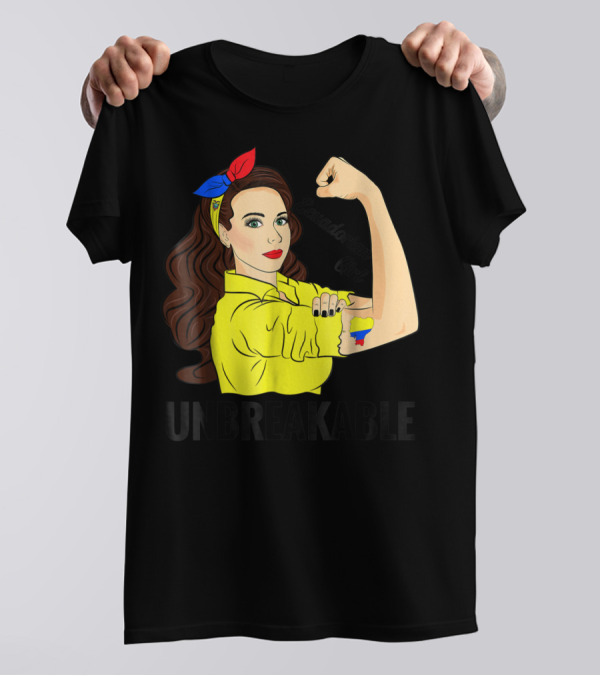 Ecuadorian Girl Unbreakable Strength With Ecuador Flag Colors T-Shirt