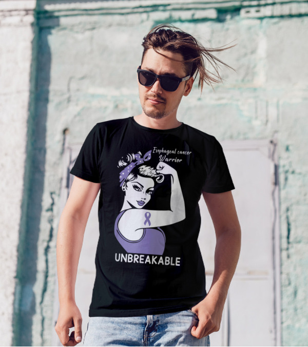 Esophageal Cancer Warrior Unbreakable Strength Ribbon T-Shirt