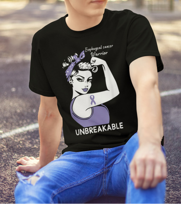 Esophageal Cancer Warrior Unbreakable Strength Ribbon T-Shirt