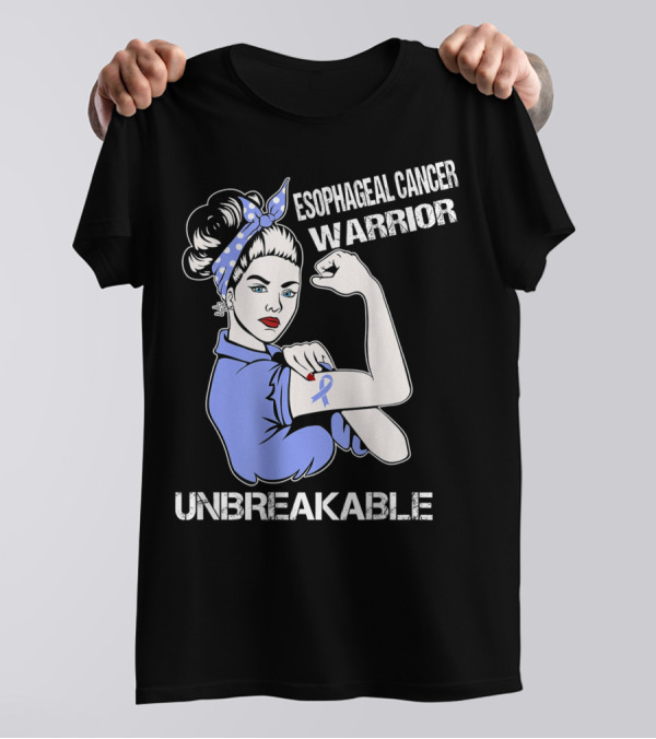 Esophageal Cancer Warrior Unbreakable Rosie The Riveter T-Shirt