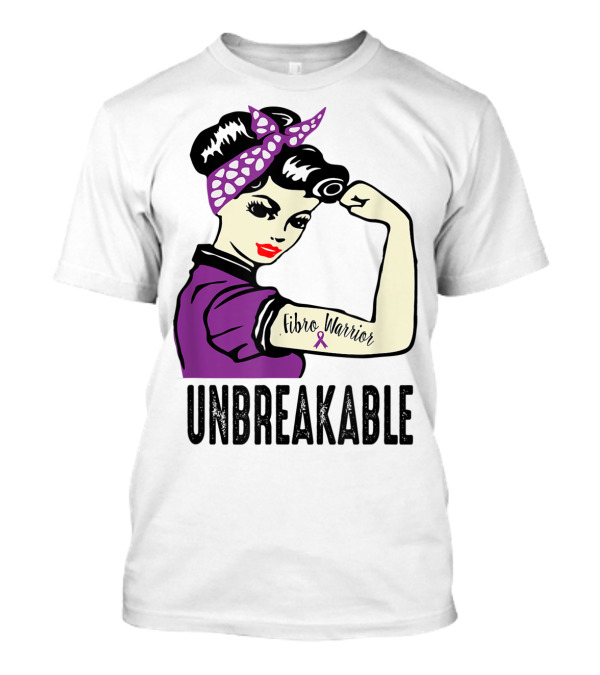 Unbreakable Fibro Warrior Rosie The Riveter Fibromyalgia Awareness T-Shirt