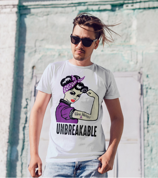Unbreakable Fibro Warrior Rosie The Riveter Fibromyalgia Awareness T-Shirt
