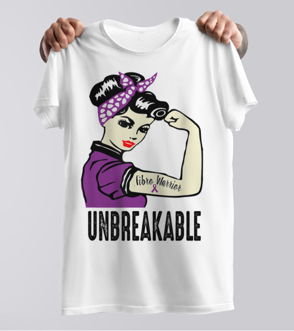 Unbreakable Fibro Warrior Rosie The Riveter Fibromyalgia Awareness T-Shirt
