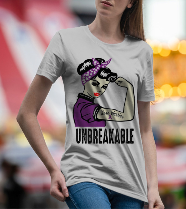 Unbreakable Fibro Warrior Rosie The Riveter Fibromyalgia Awareness T-Shirt