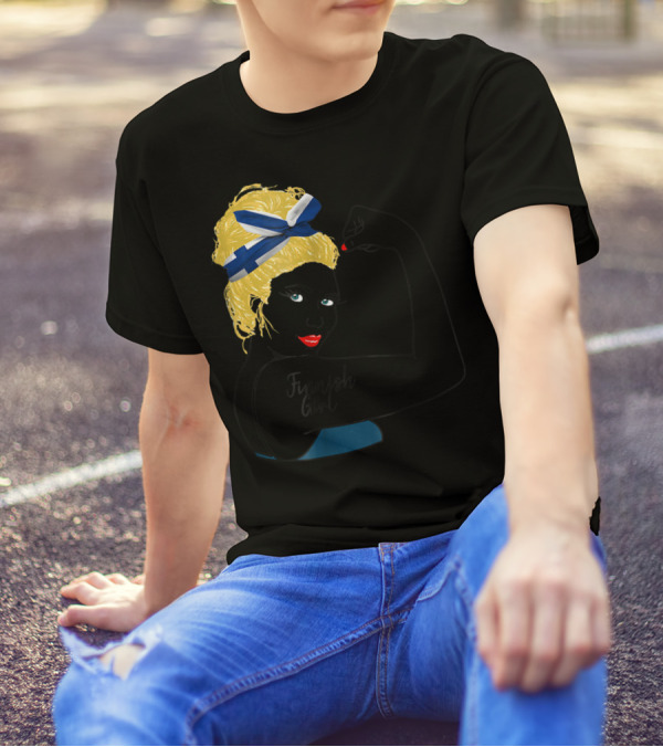 Finnish Girl Unbreakable Rosie The Riveter Style With Flag Headscarf T-Shirt