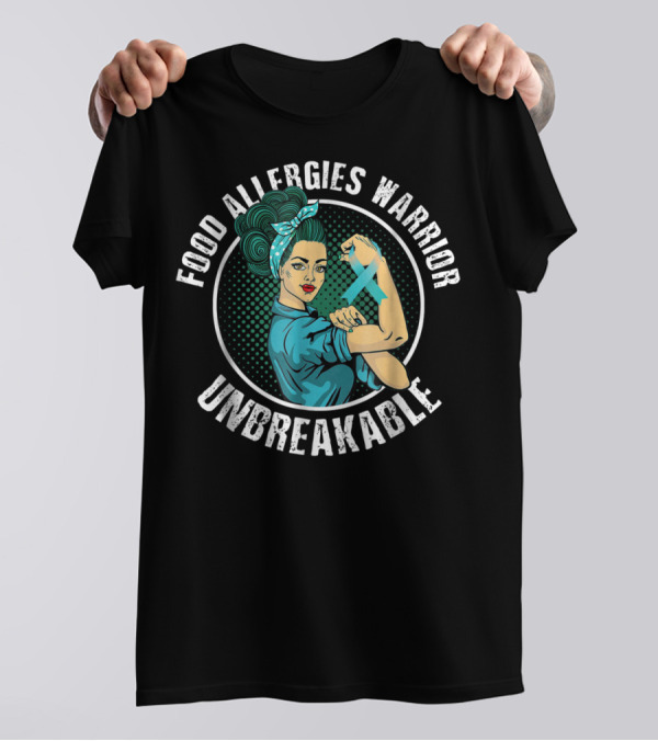 Food Allergies Warrior Unbreakable Strength Iconic Pose T-Shirt