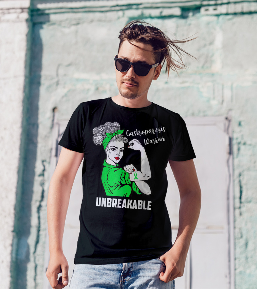 Gastroparesis Warrior Unbreakable Awareness Ribbon Strength T-Shirt