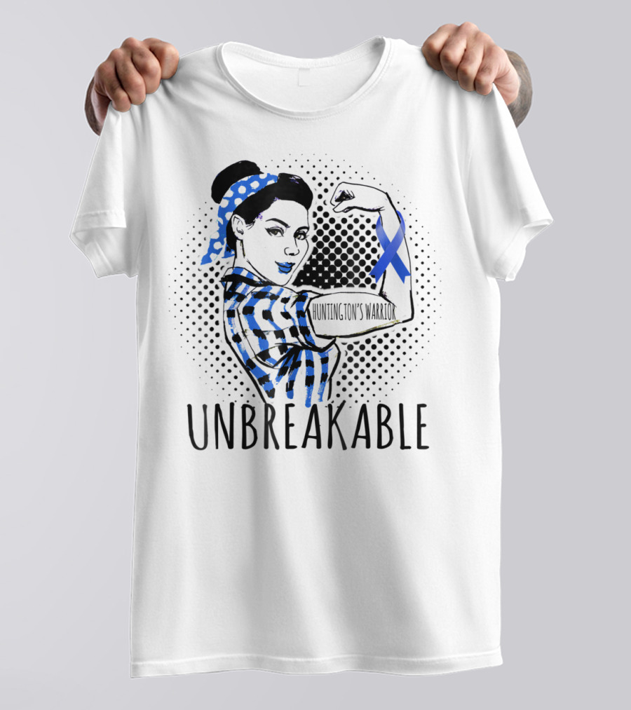 Huntington's Disease Warrior Unbreakable Blue Ribbon Strength T-Shirt