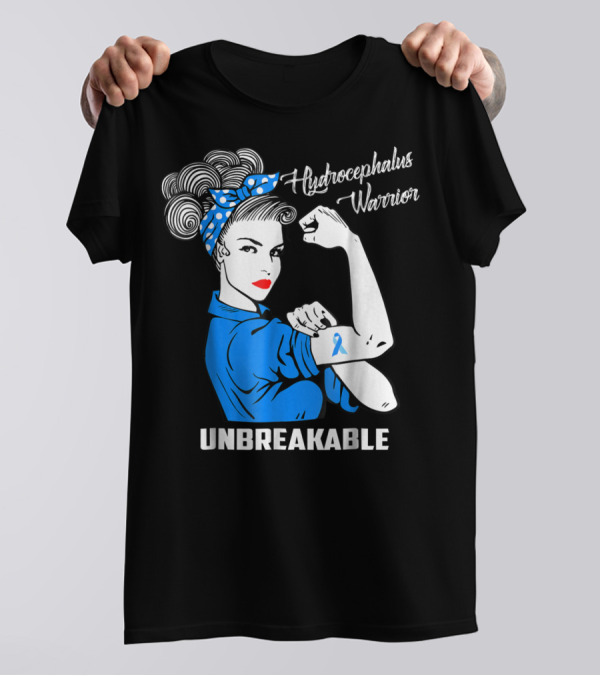 Hydrocephalus Warrior Unbreakable Awareness VB Rosie The Riveter Iconic T-Shirt