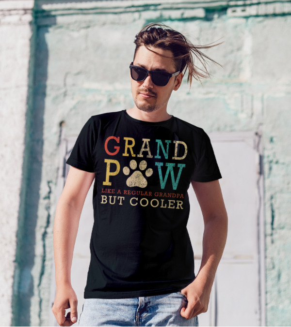 Funny Grand Paw Like Regular Grandpa But Cooler Vintage Dogs T-Shirt