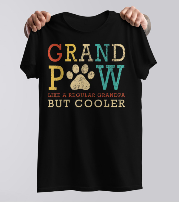 Funny Grand Paw Like Regular Grandpa But Cooler Vintage Dogs T-Shirt