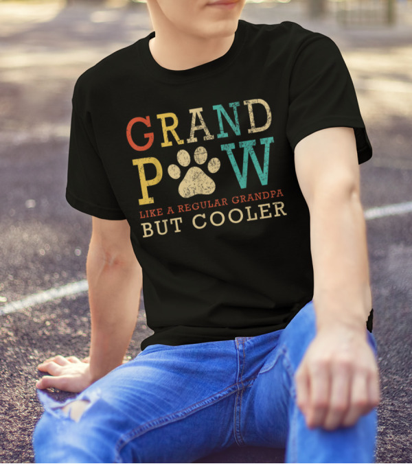 Funny Grand Paw Like Regular Grandpa But Cooler Vintage Dogs T-Shirt
