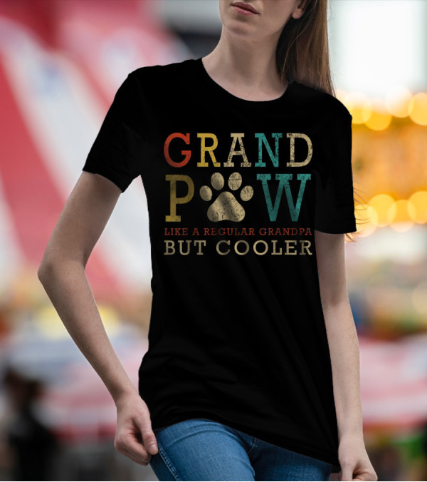 Funny Grand Paw Like Regular Grandpa But Cooler Vintage Dogs T-Shirt