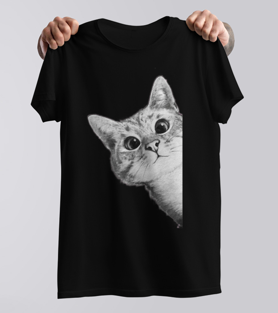 Funny Ninja Cat Meme Peekaboo T-Shirt