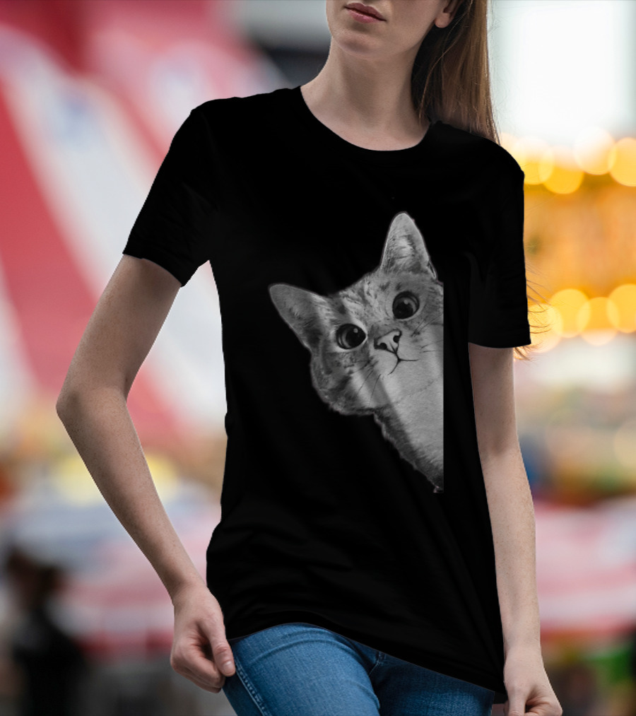 Funny Ninja Cat Meme Peekaboo T-Shirt