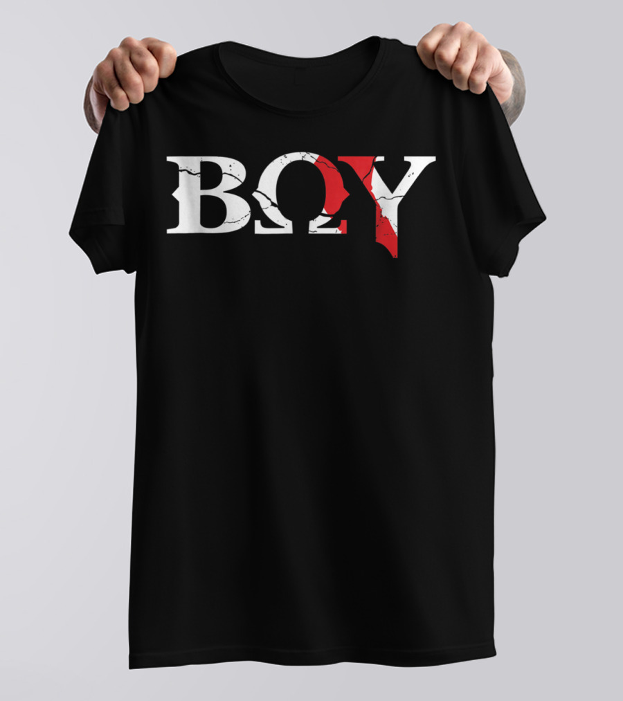 Boy Grunge Video Game God Title With Kratos Symbolic T-Shirt