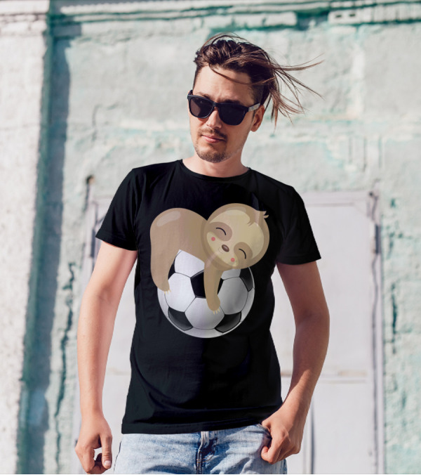 Baby Sloth Hugging Soccer Ball T-Shirt
